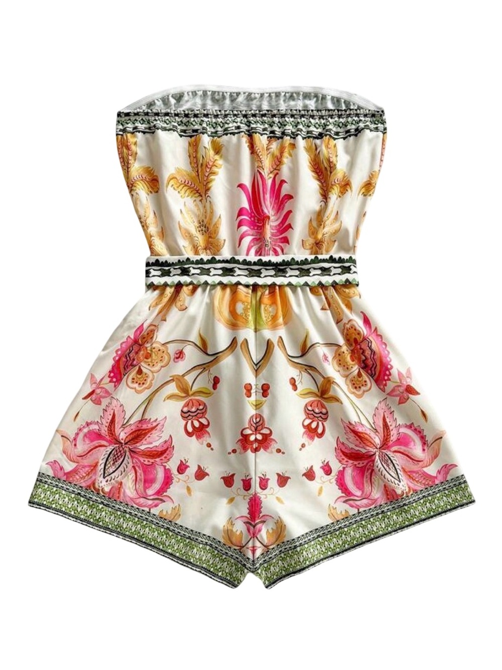Soleia Floral Print Tie Waist Sleeveless Romper Medium/Large 8/10 Summer - Picture 2 of 4
